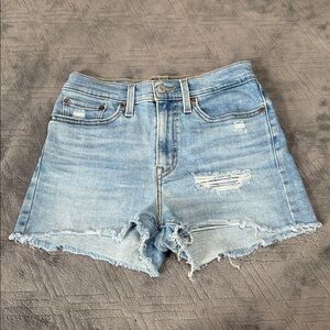 Levi's High Rise Shorts Cutoff Distressed Size 27 Light Blue
